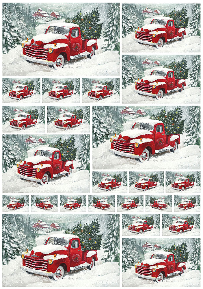 Snowy Red Truck