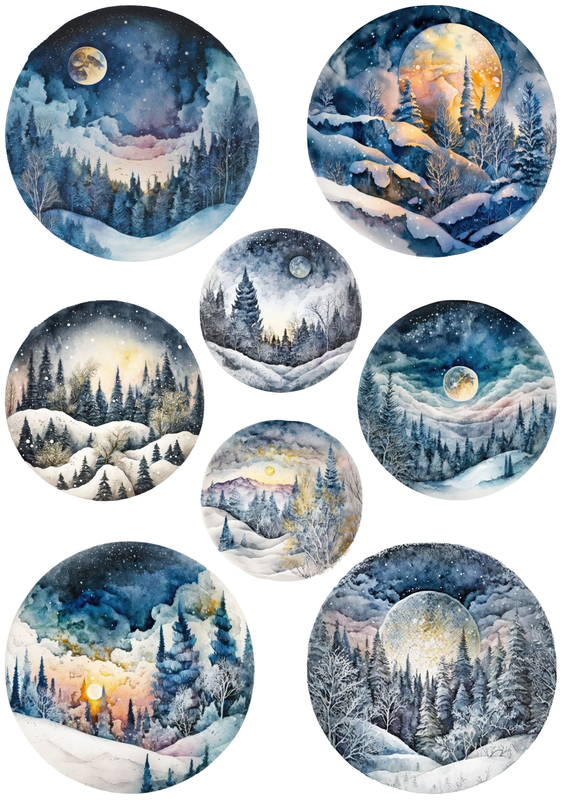 Winter Moon Ornaments