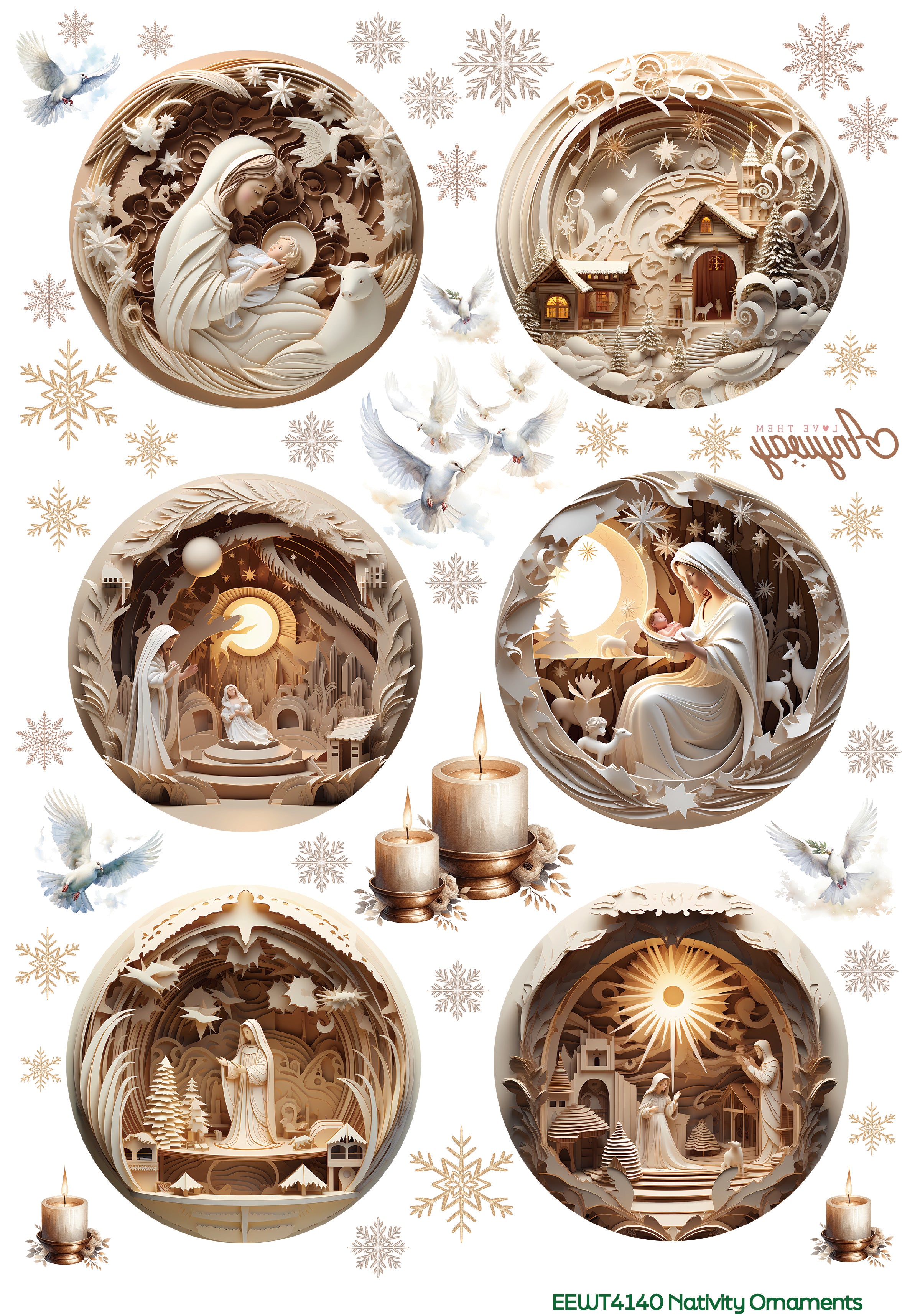 Nativity Ornaments - Wet Transfer
