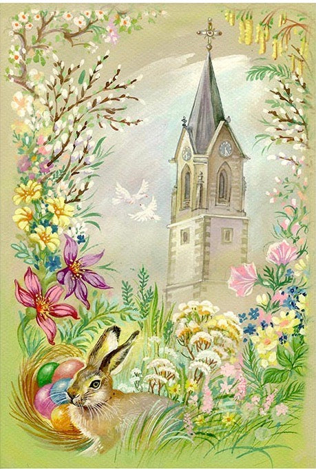 Easter Bunny by the Church