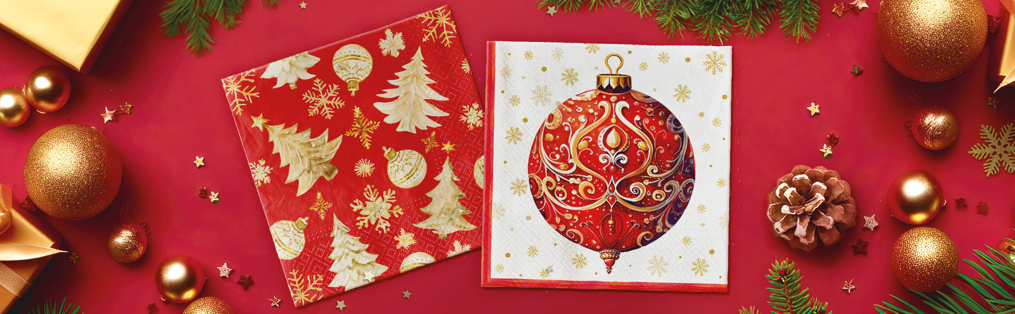 Red Bauble Ornament Lunch Napkins