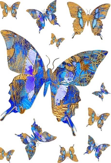 Blue/Gold Butterflies