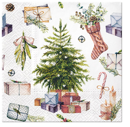 Christmas Tree Collage Cocktail Napkins