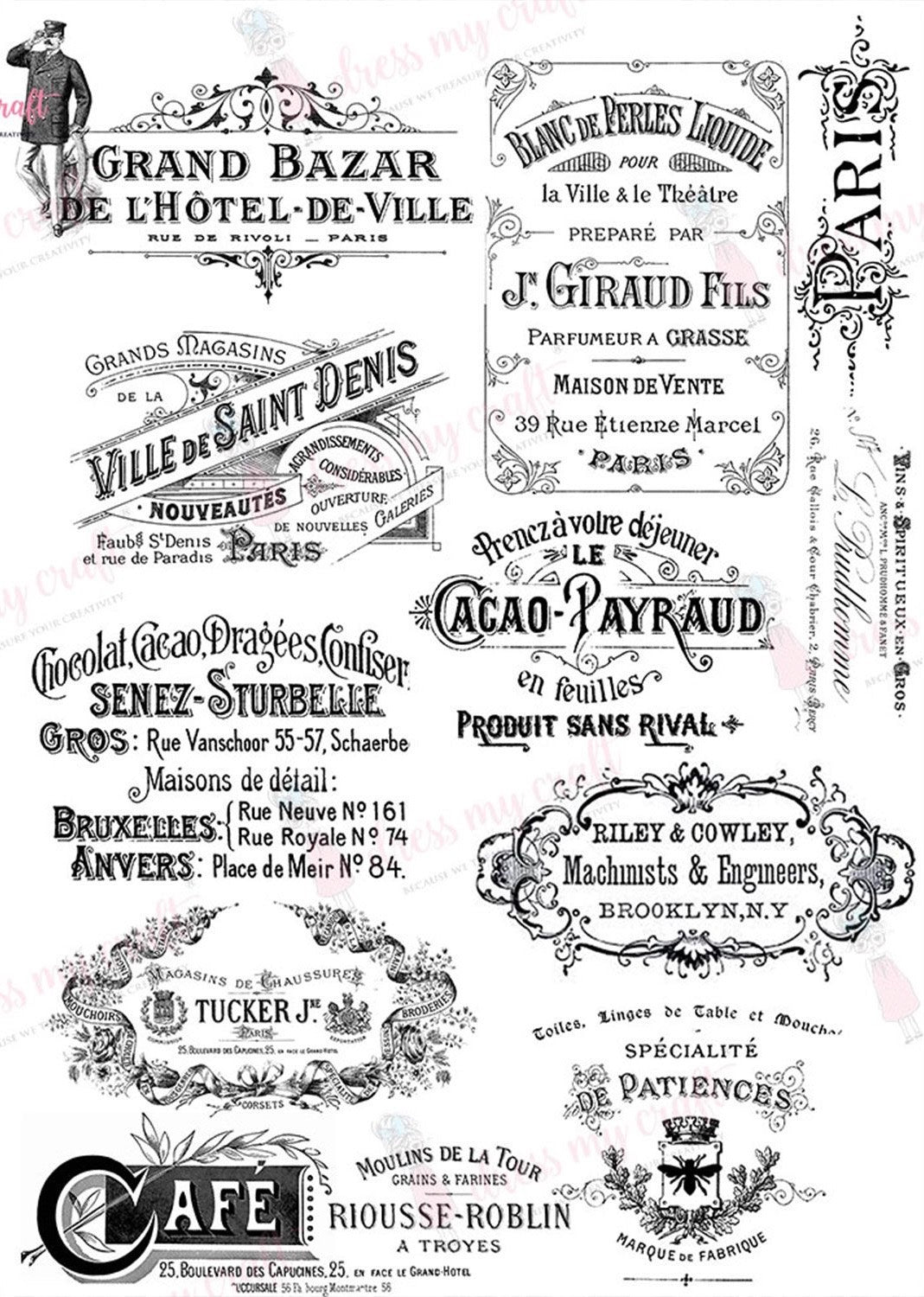 Vintage Text Wet Transfer | Vintage Wet Transfer