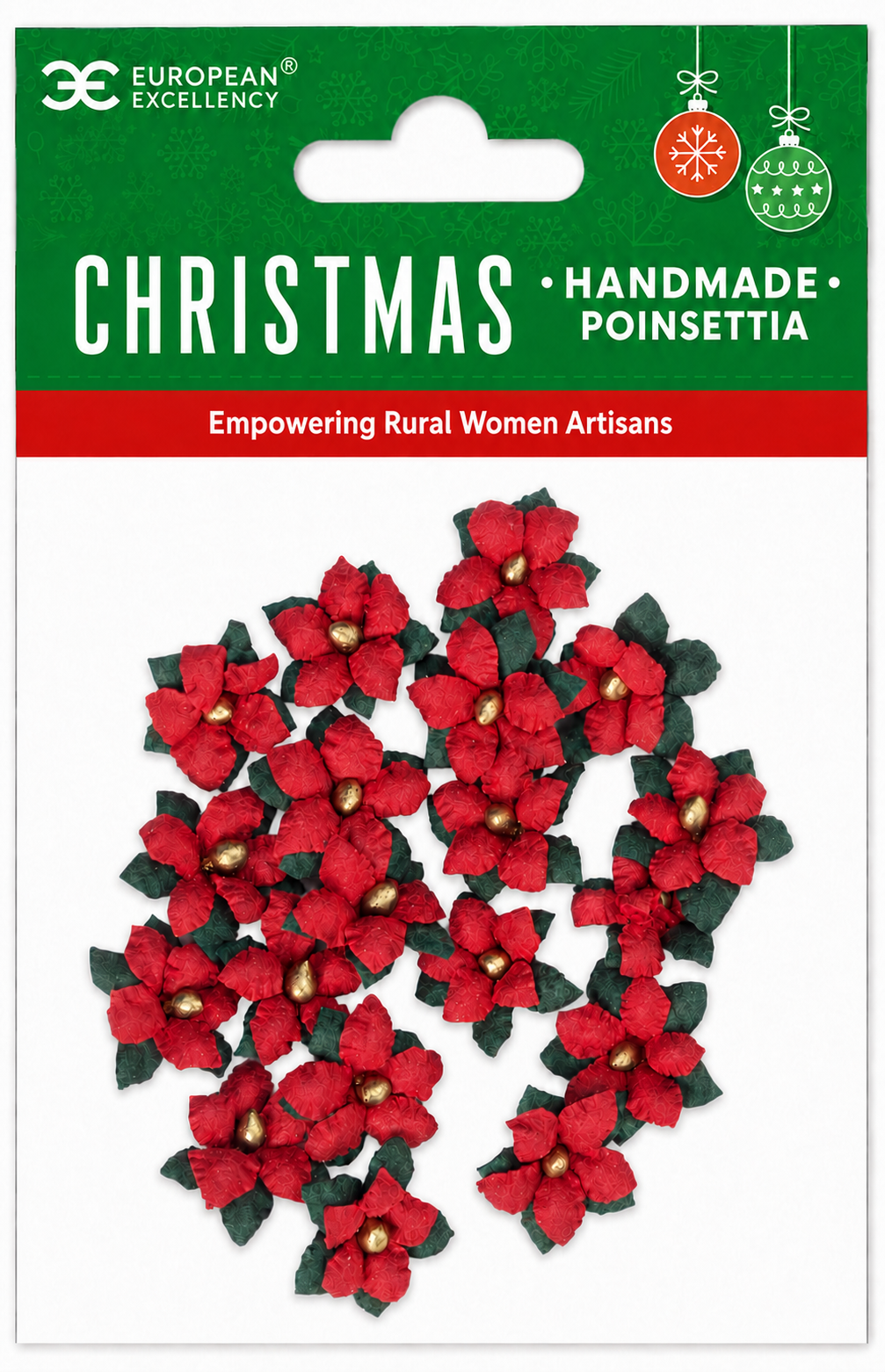 Poinsettia Goldee Paper Flower Embellishments | 20 pcs