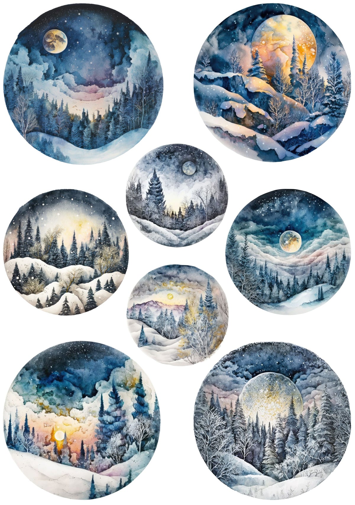 Winter Moon Ornaments