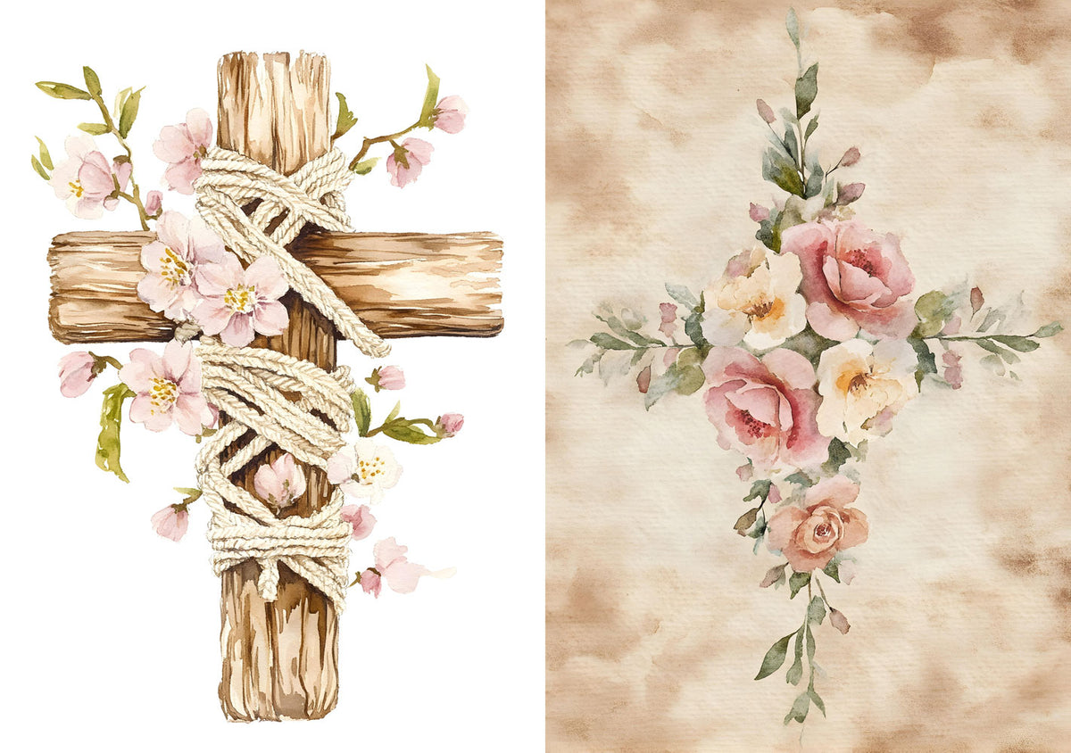 Floral Crosses Rice Paper