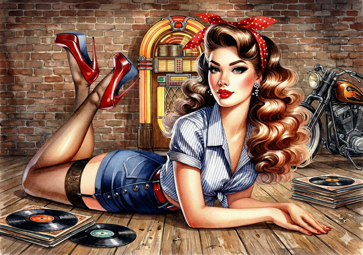 Retro Girl Rice Paper