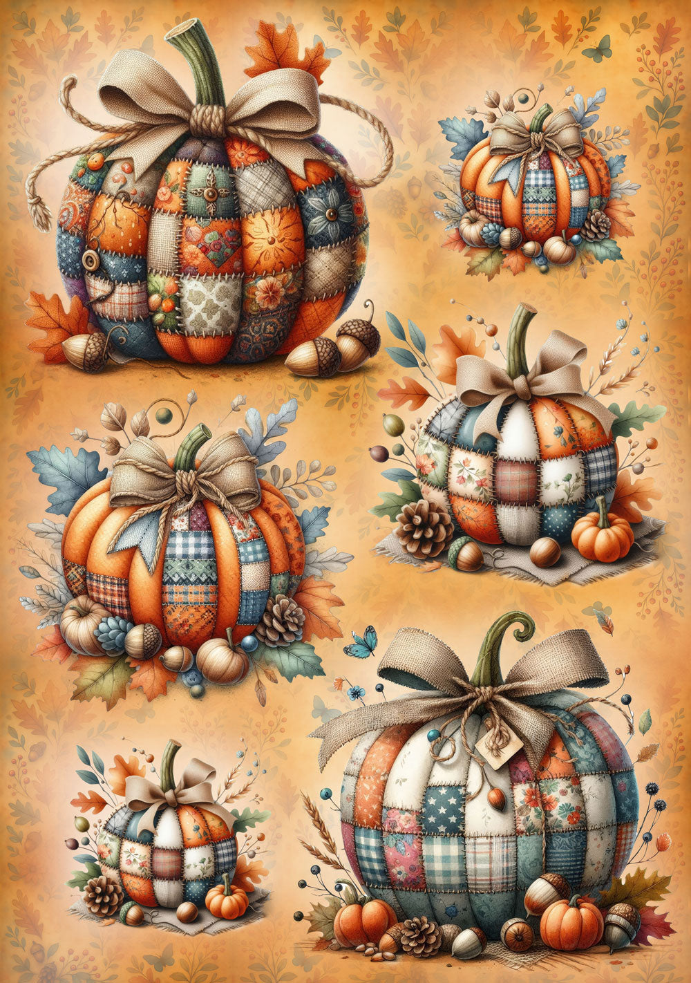 Patchwork Pumpkins Rice Paper