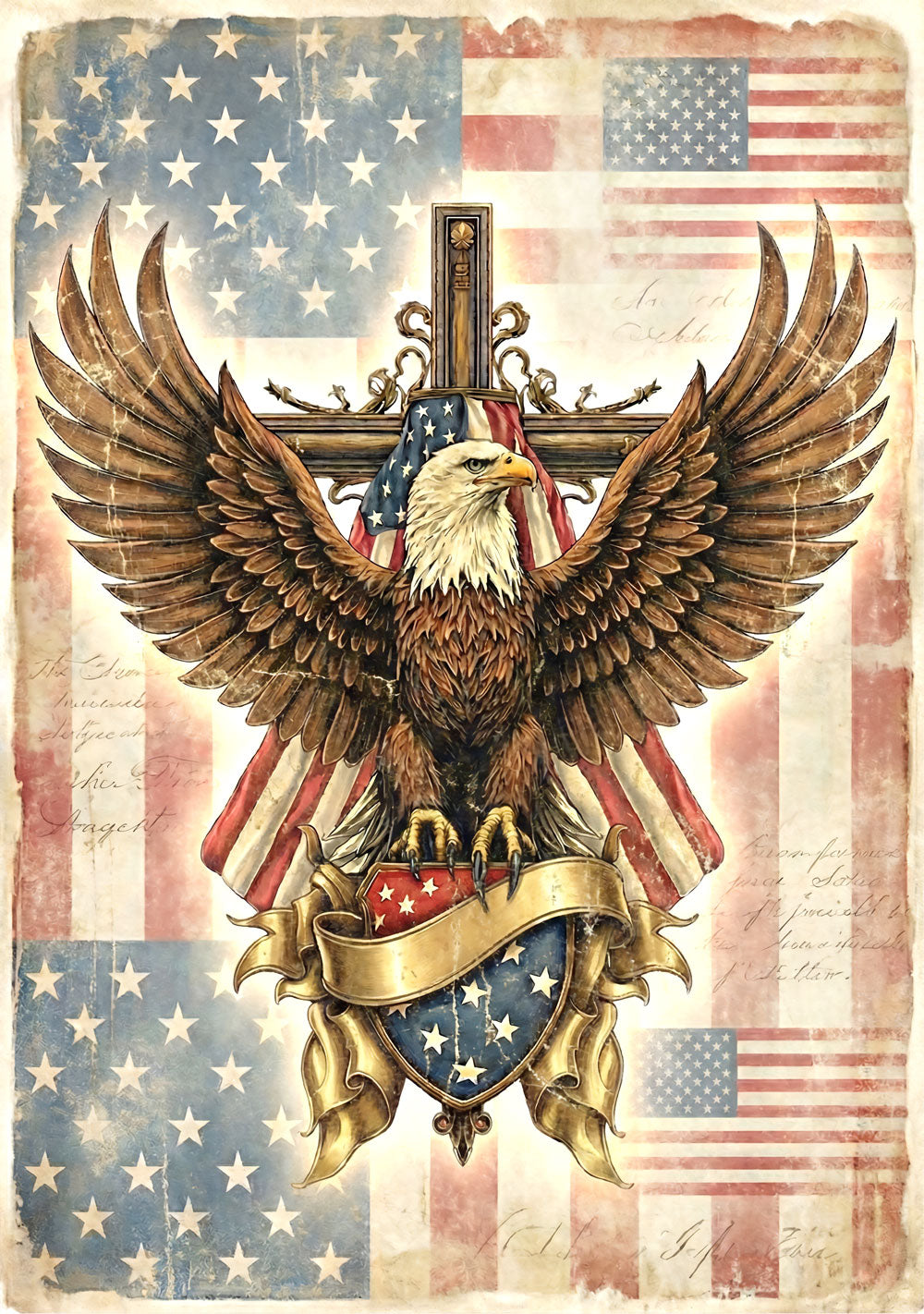 Eagle with Cross Rice Paper