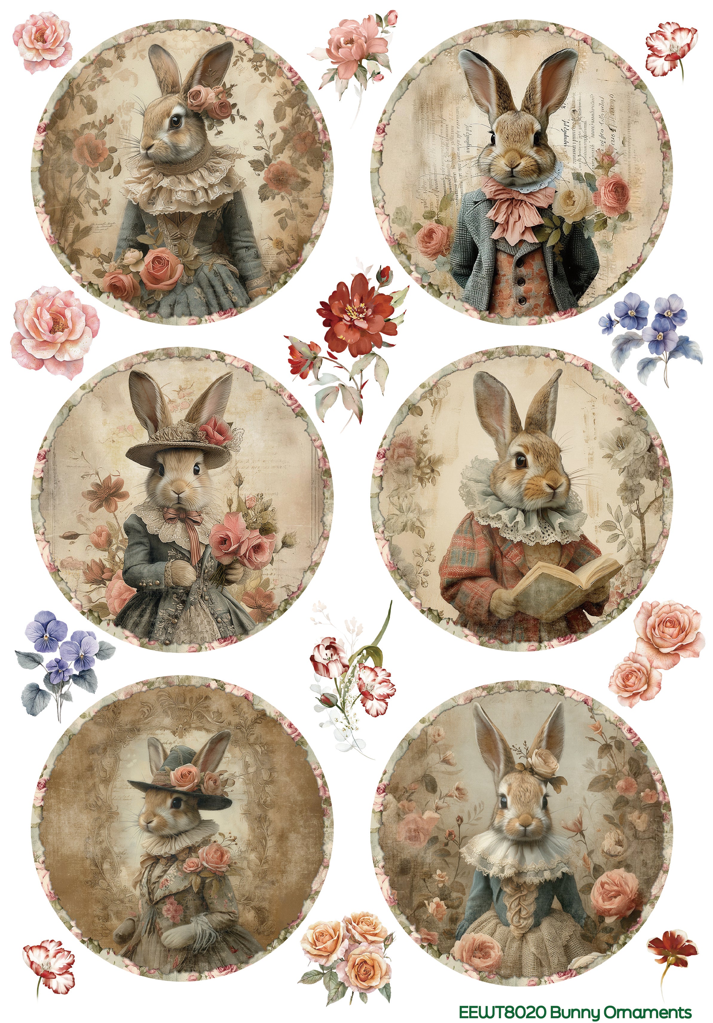 Bunny Ornaments - Wet Transfer