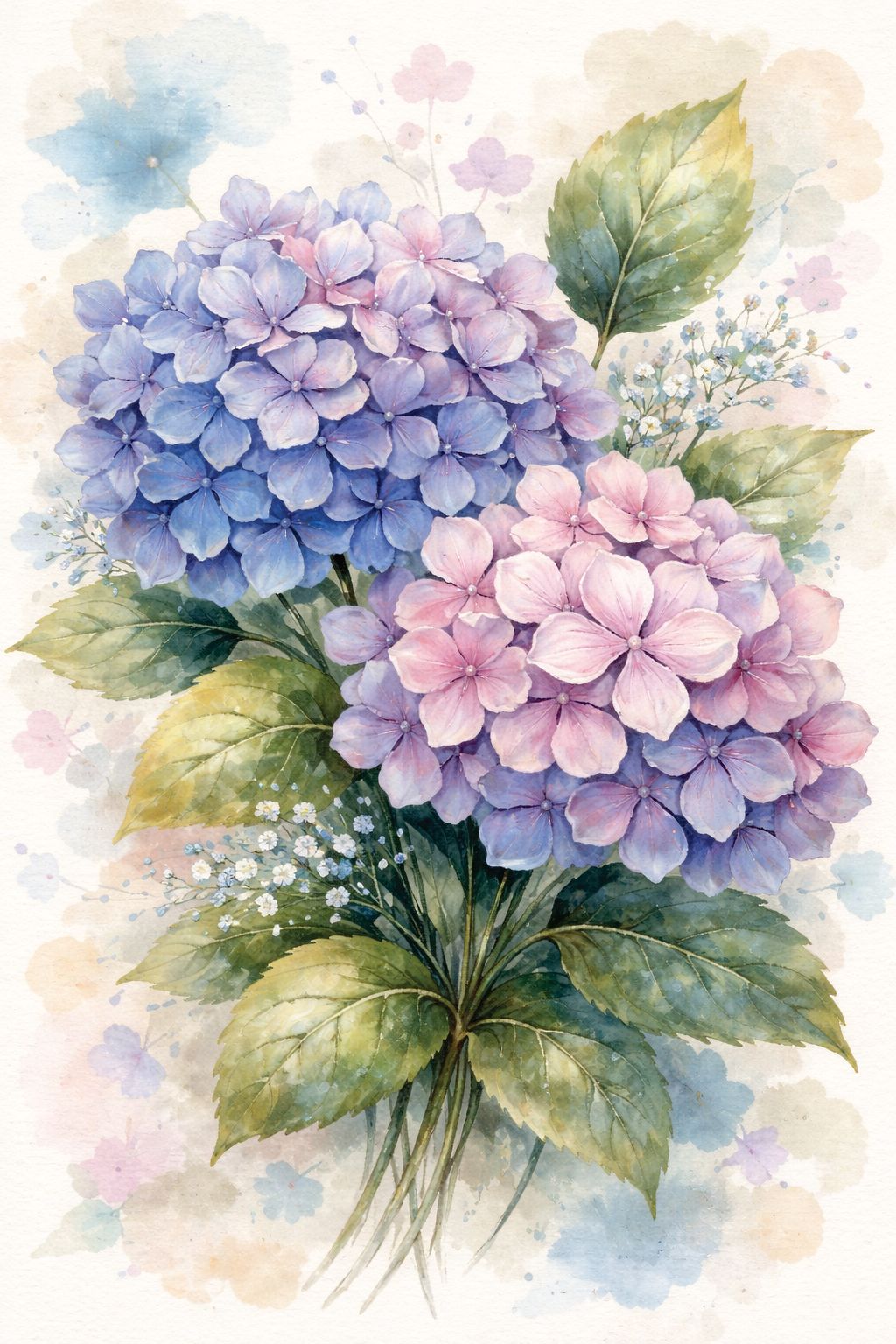 Hydrangea Garden - Mini Wet Transfer Decal