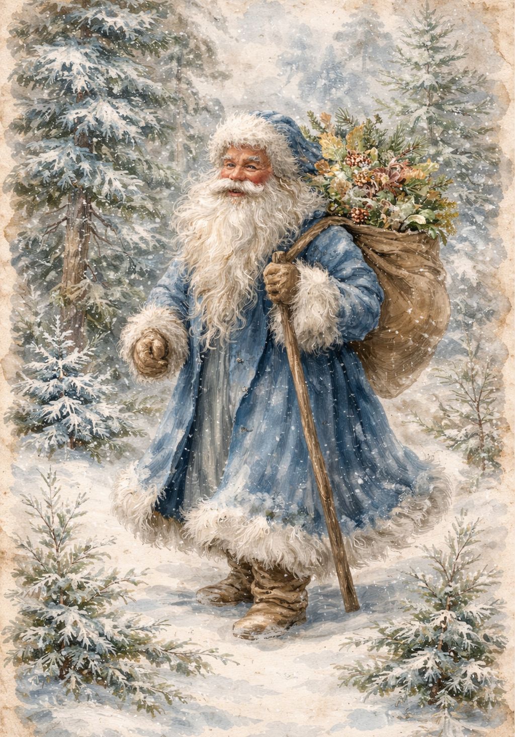 Blue Santa - Mini Wet Transfer