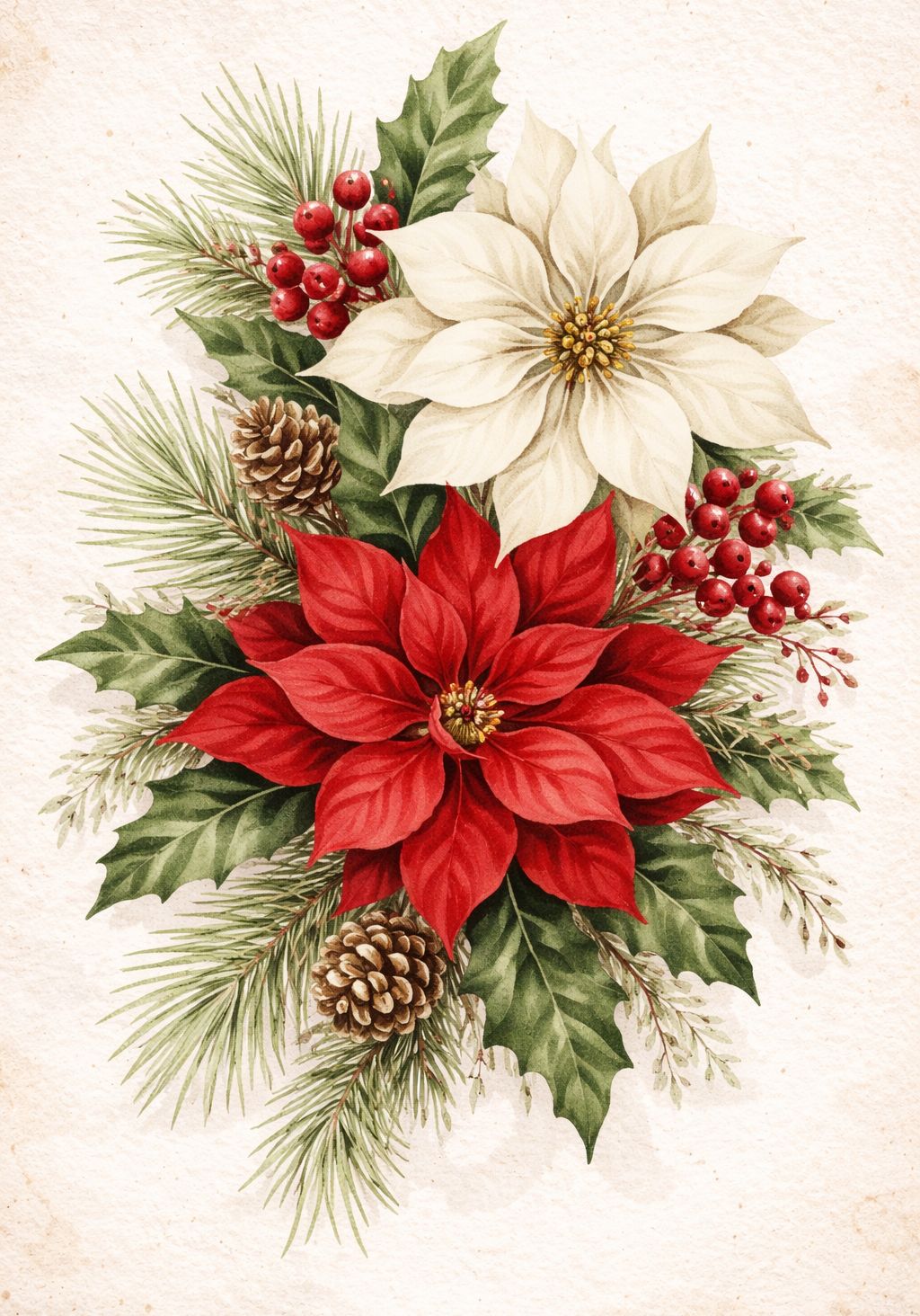 Poinsettia Bunch - Mini Wet Transfer