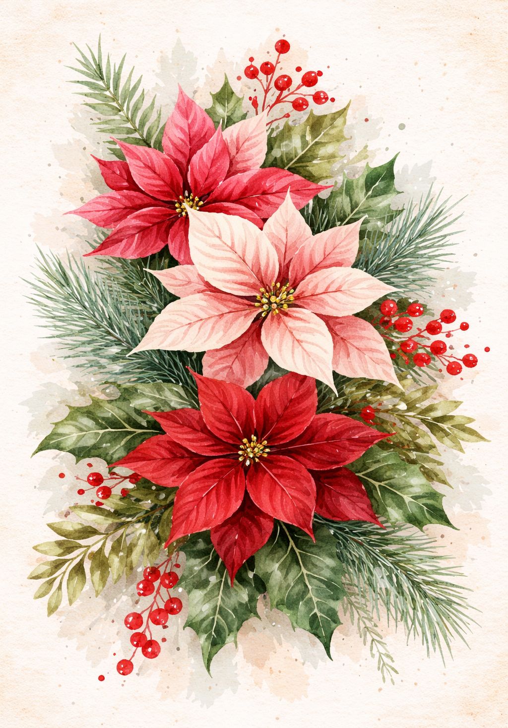 Poinsettia Bouquet - Mini Wet Transfer