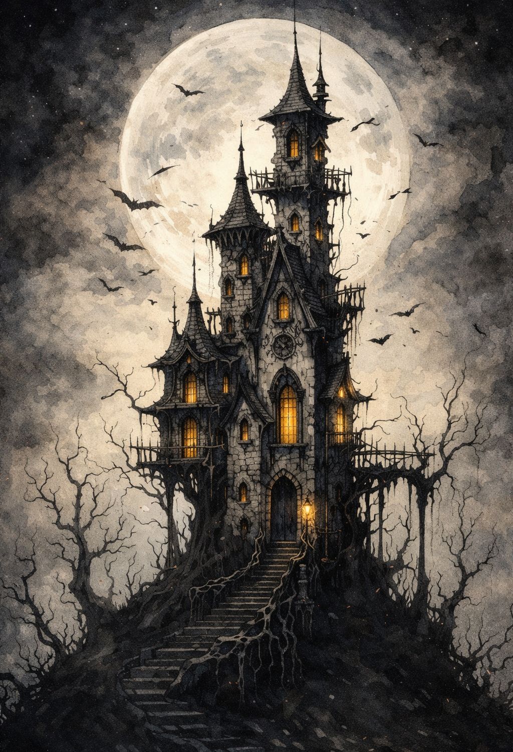 Creepy Castle - Mini Wet Transfer Decal