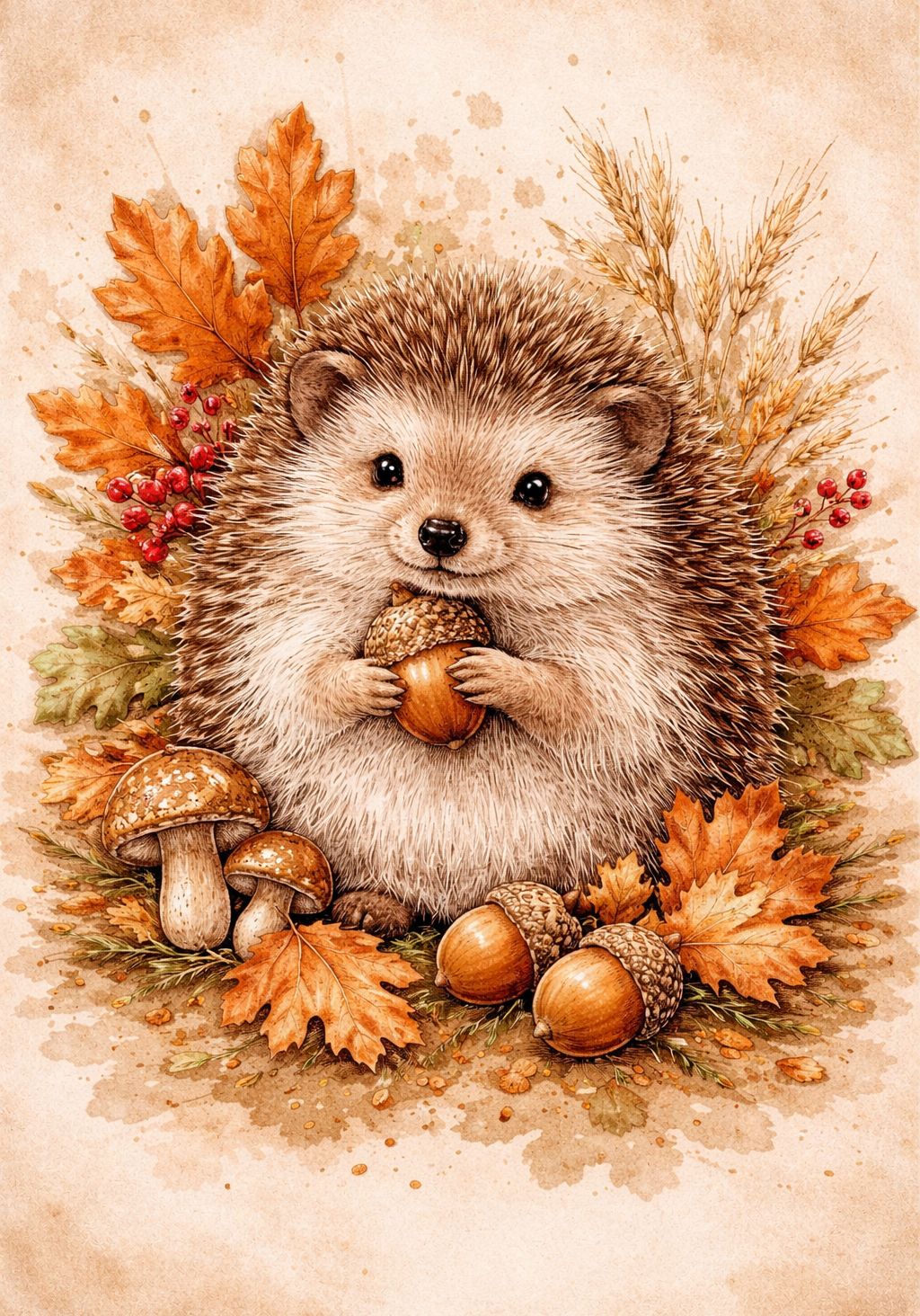Hedgehog Harvest - Mini Wet Transfer Decal
