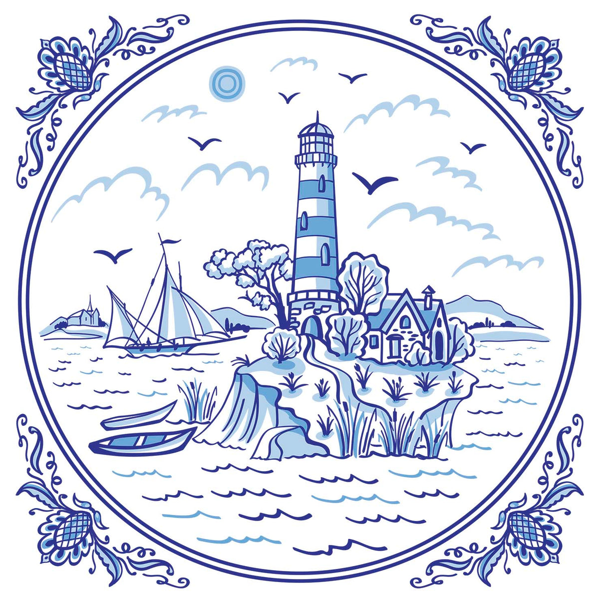 Blue Lighthouse Tile