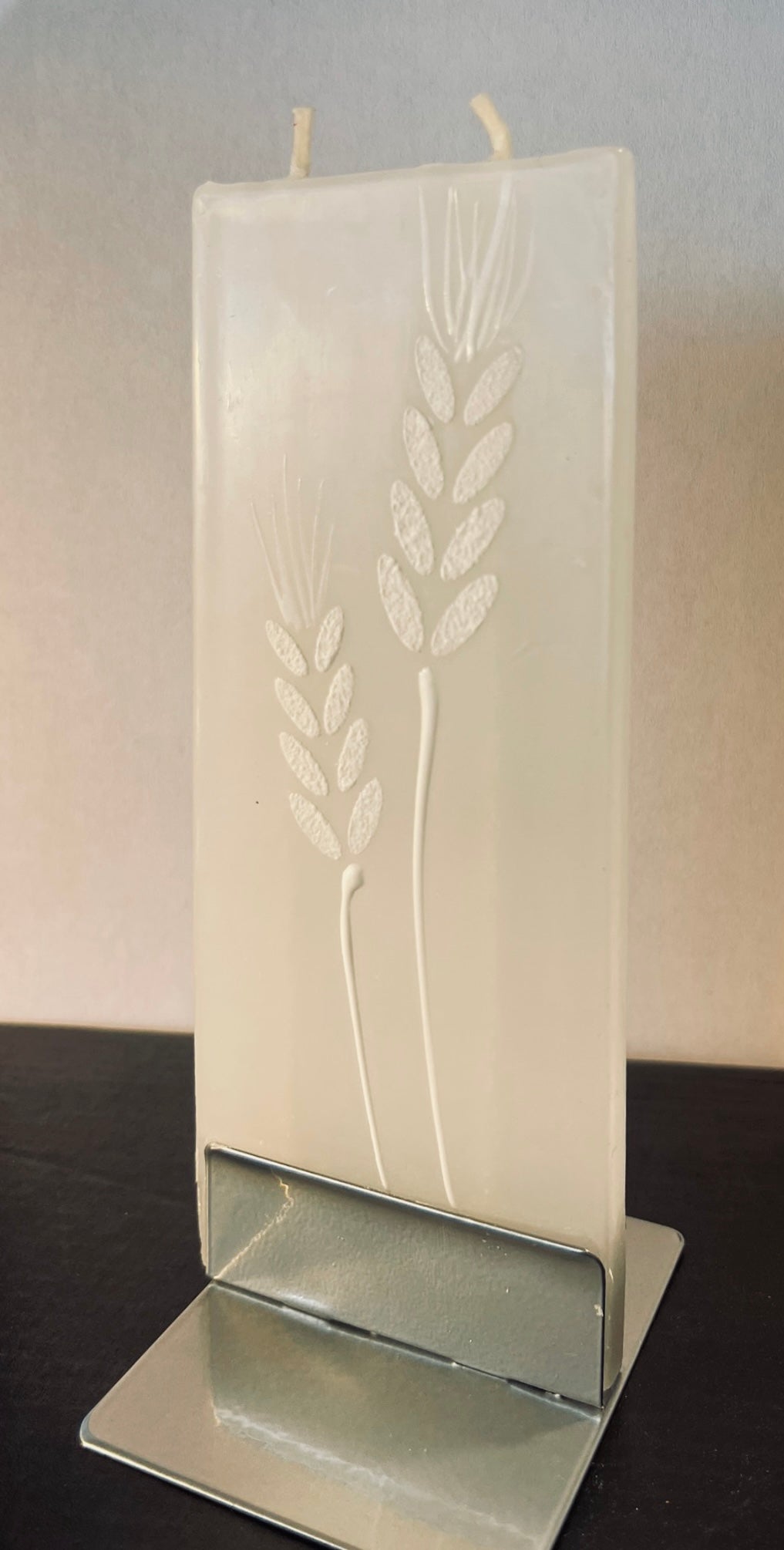 Abstract White Dandelion Flat Candle