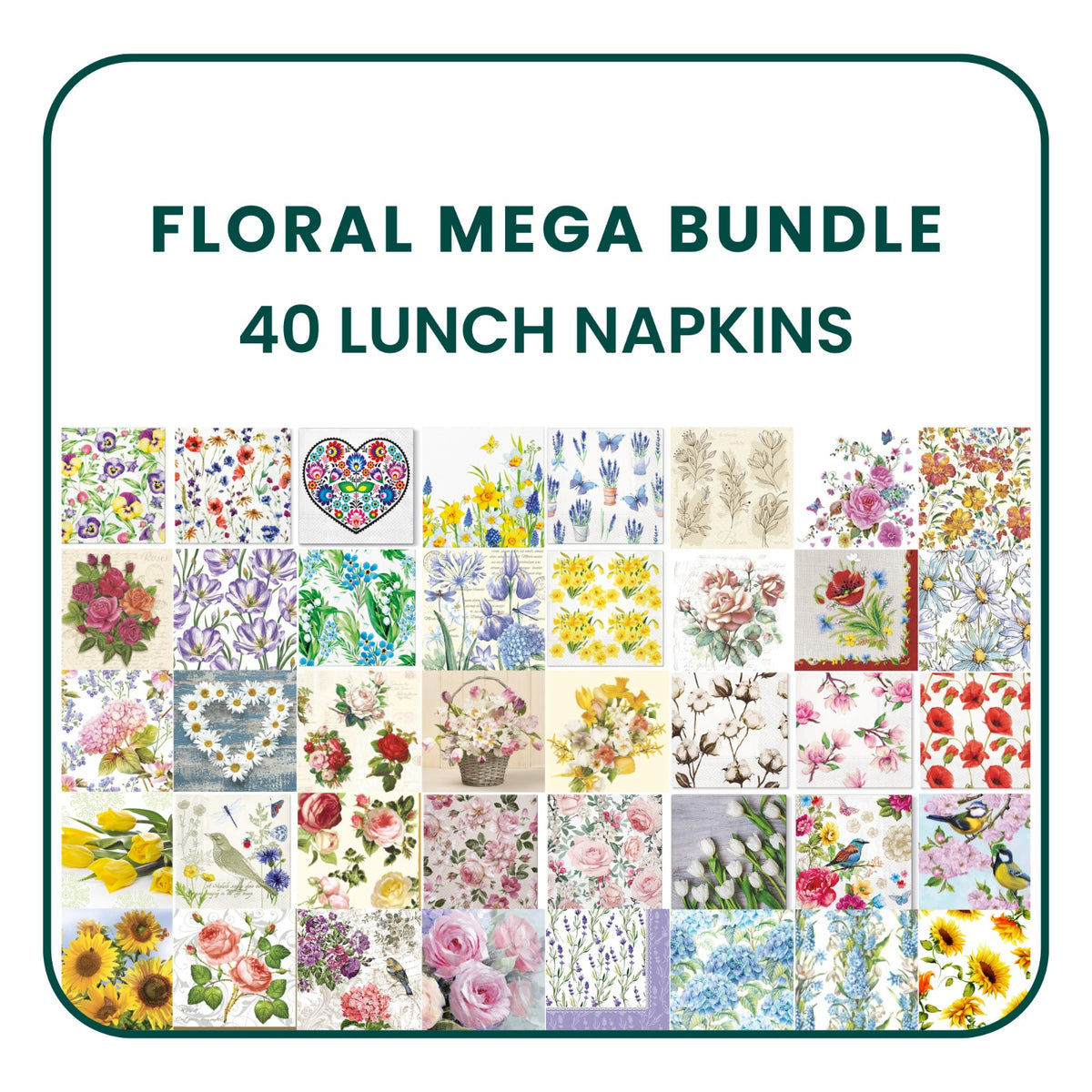 Mega FLORAL Napkin Bundle - Lunch