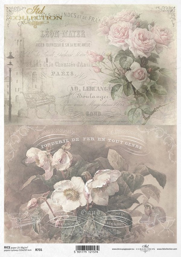 French Postcard Pink Rice Paper