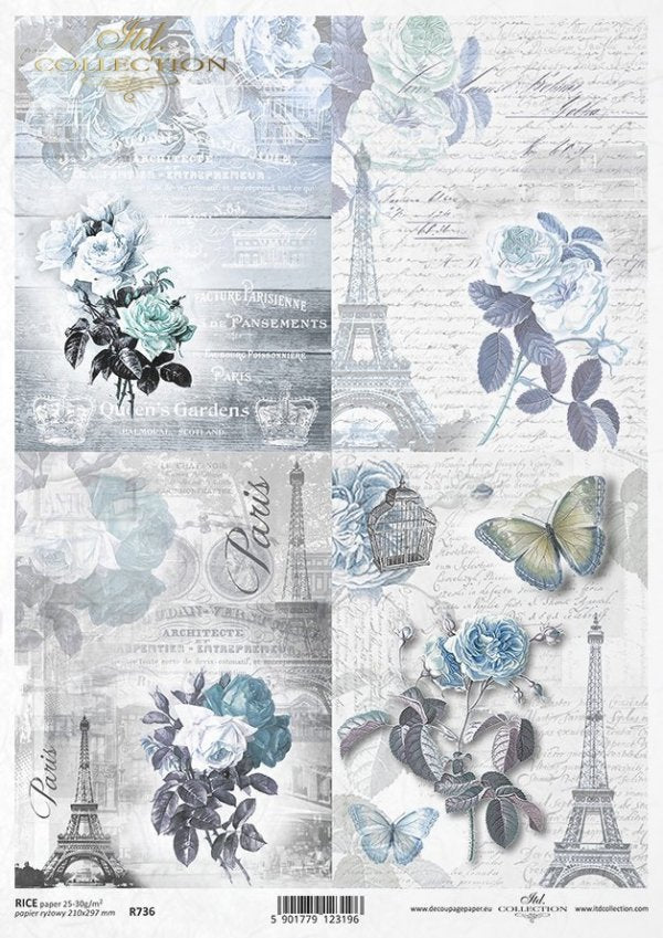 Blue Paris Rice Paper