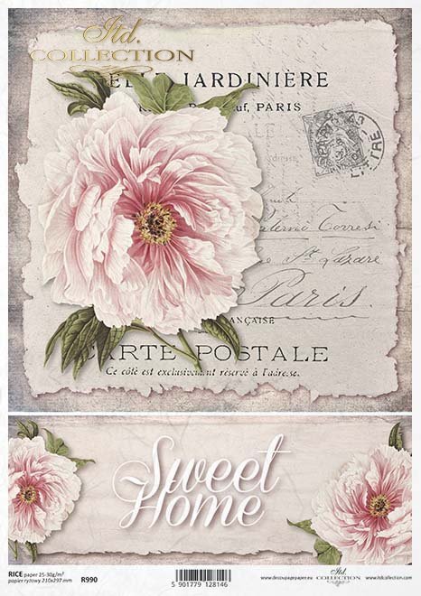 Peony Postcard Rice Paper