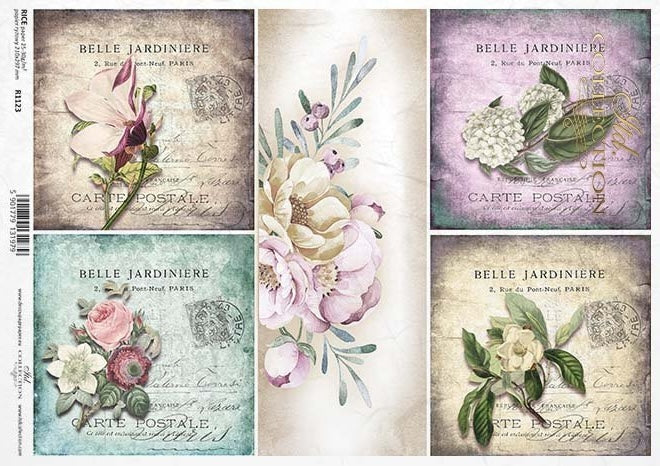 Vintage Floral Postcards Rice Paper