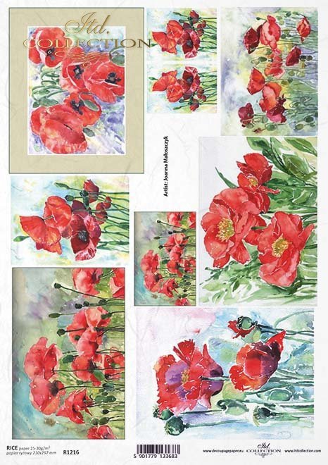 Poppy Collage Rice Paper