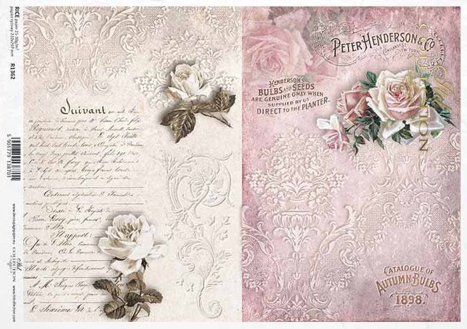Vintage Rose Letters Rice Paper