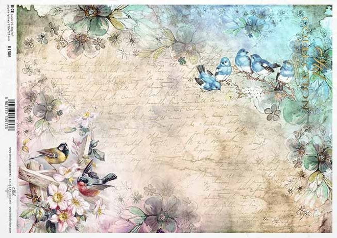 Rosy Summertime Birds Rice Paper