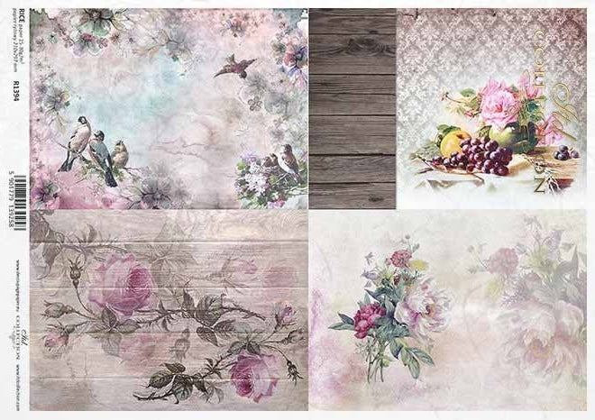 Pink Rice Paper Floral Collage Pink Rice Paper