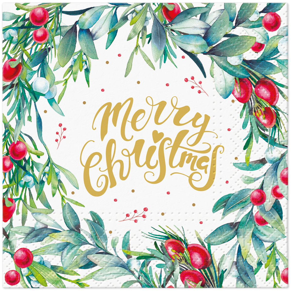 Merry Christmas Floral Cocktail Napkins
