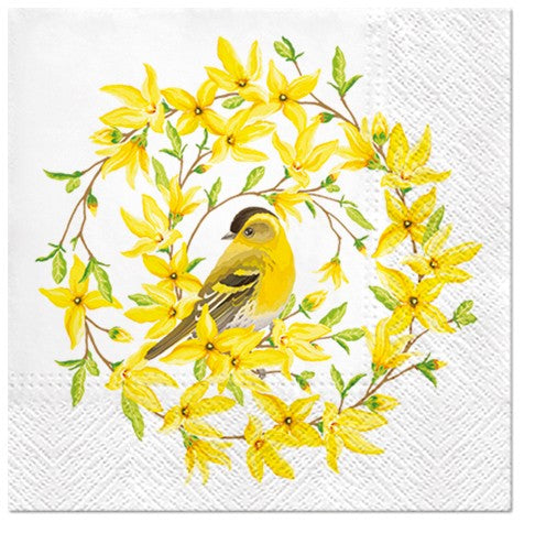 Forsythia Wreath with Yellow Bird