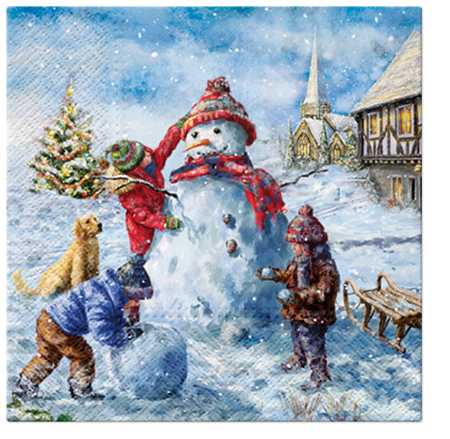 Kids With Snowman