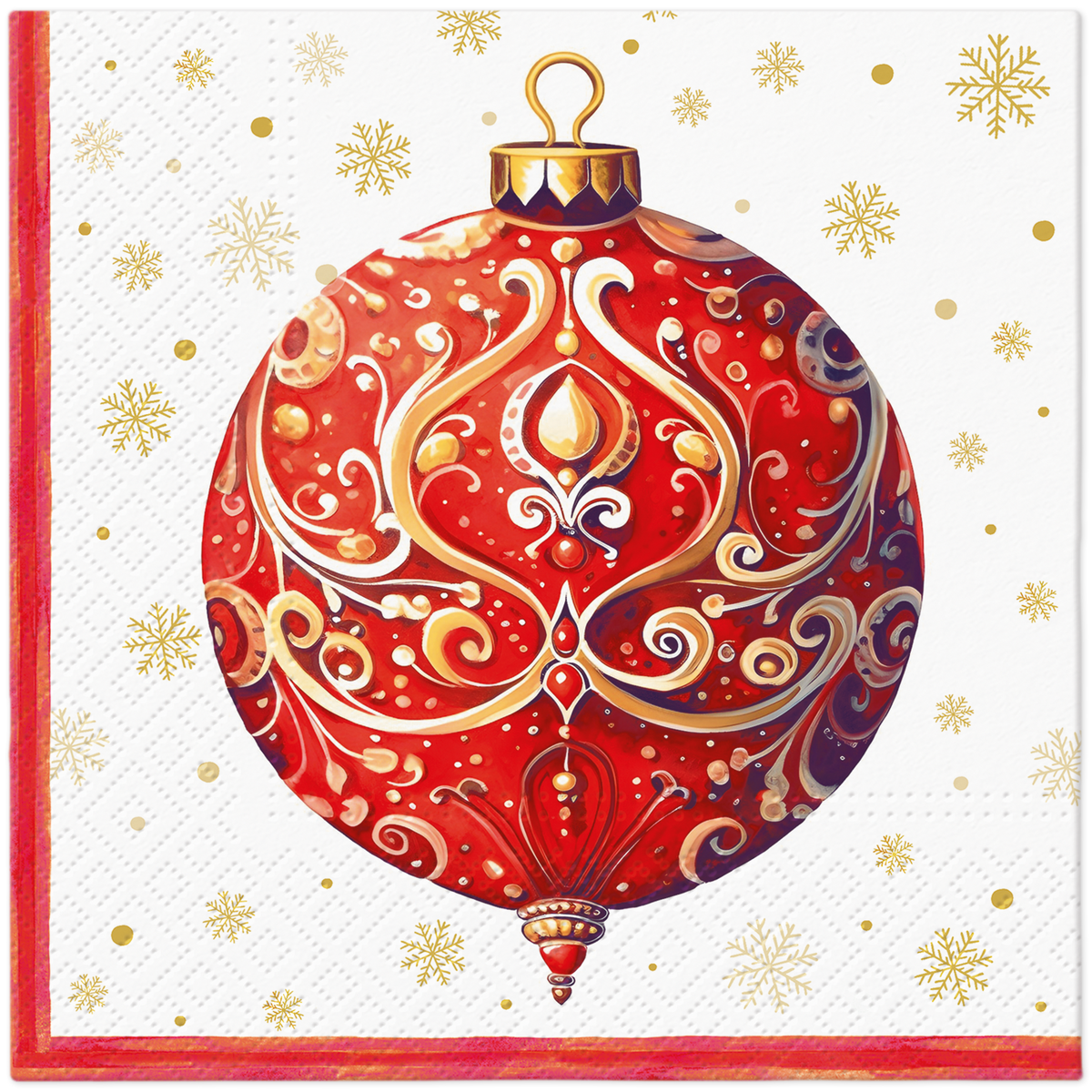 Red Bauble Ornament Lunch Napkins