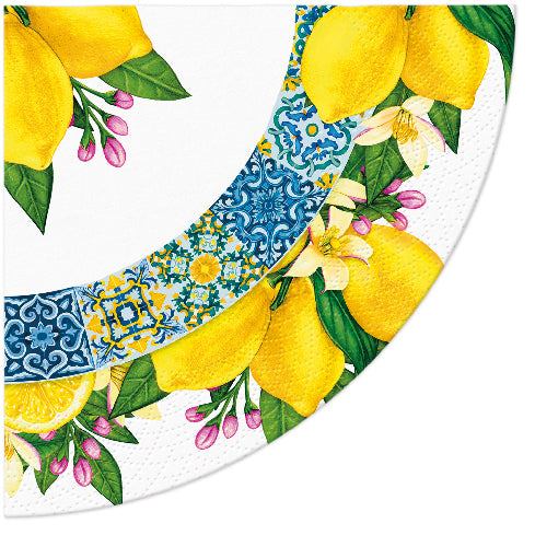 Mediterranean Lemon 12 Round Paper Napkins
