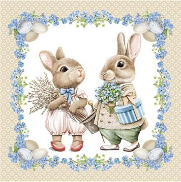 Watercolor Easter Bunnies Luncheon Napkins