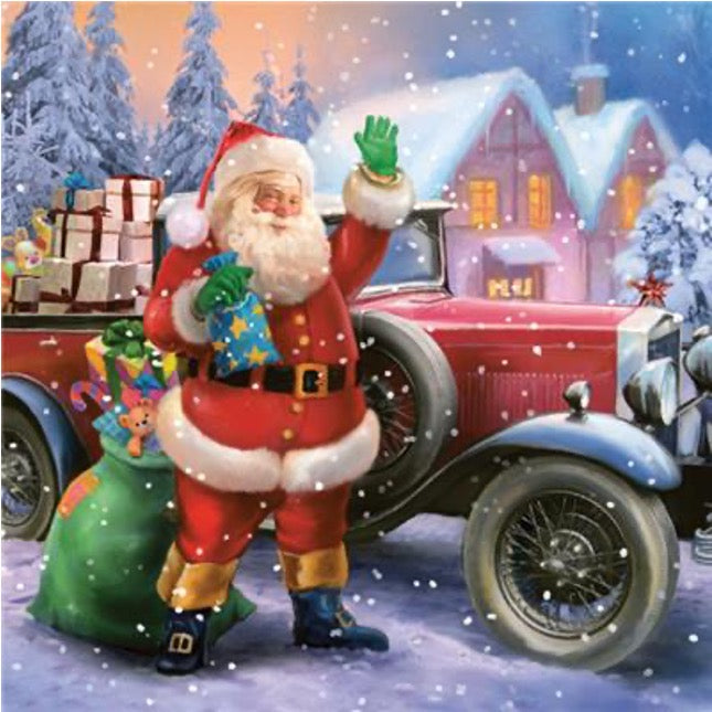 Santa Vintage Car