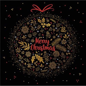 Merry Christmas on Black Lunch Napkins