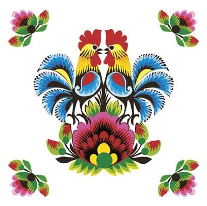 Folk Roosters 20 Lunch Napkins