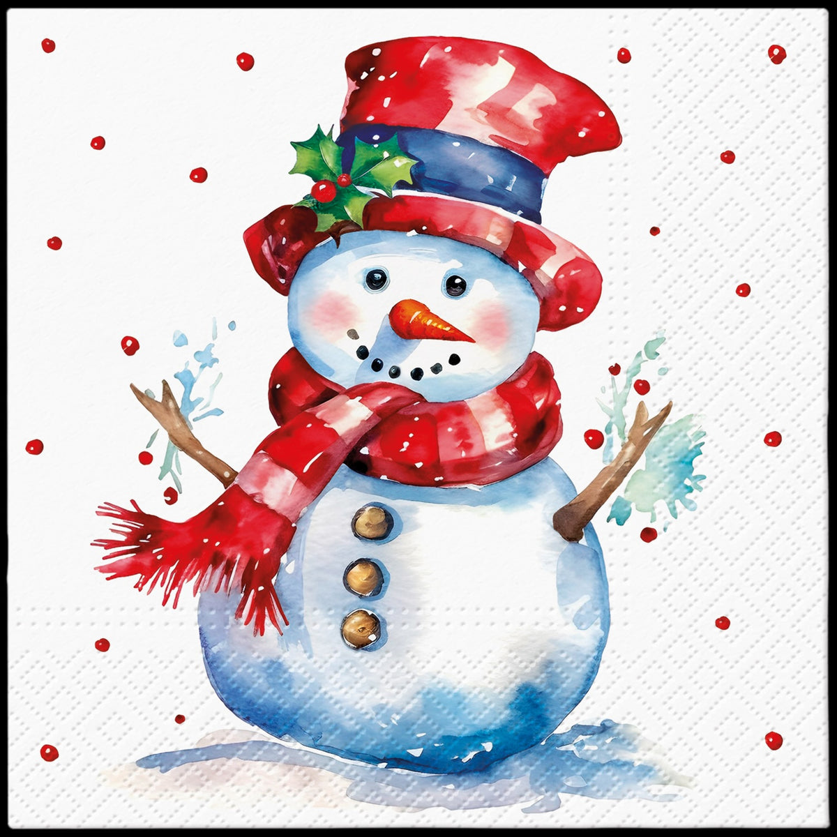 Watercolor Snowman Luncheon Napkins