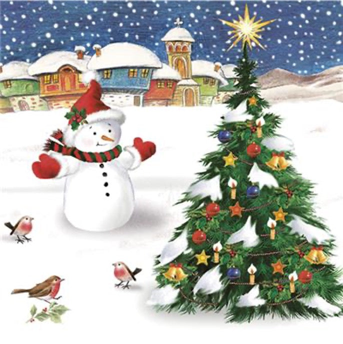 Snowman With Xmas Tree
