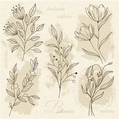 Beige Flowers 20 Lunch Napkins