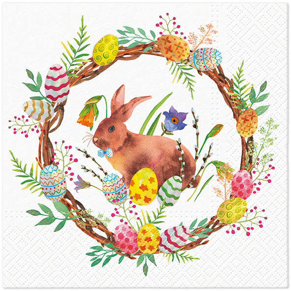 Bunny in Wreath 20 Lunch Napkins