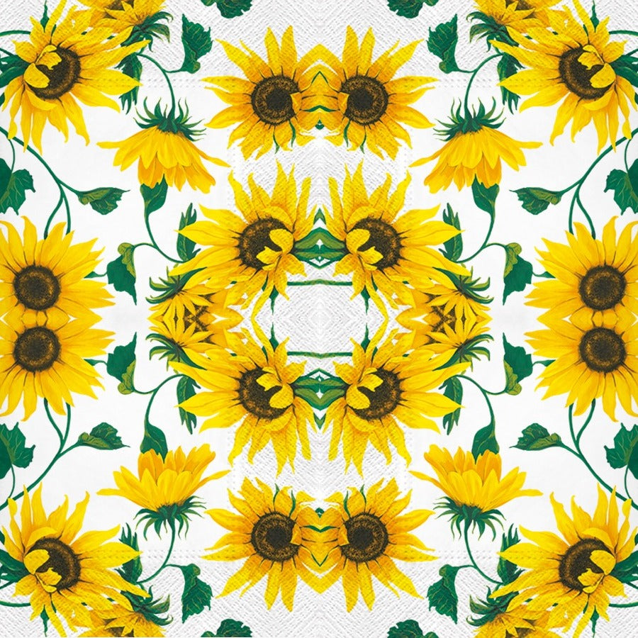Sunflowers on White Luncheon Napkins