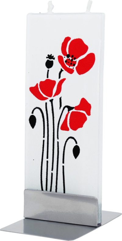 Abstract Red Poppy Meadow Flat Candle