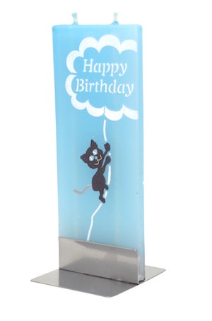 Birthday Cat Flat Candle
