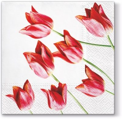 Red Tulips Luncheon Napkins