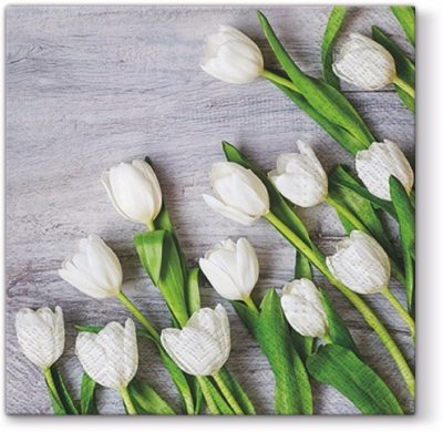 White Tulips Luncheon Napkins